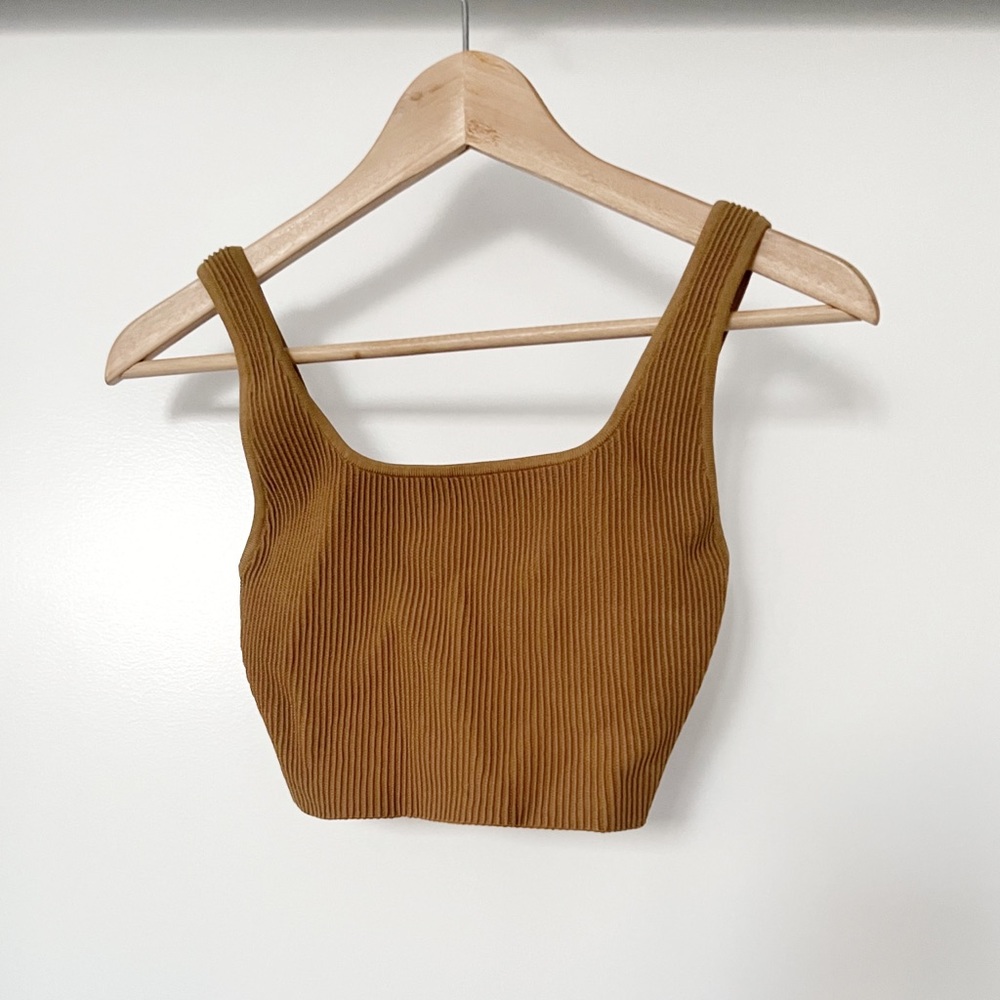 Aritzia Brown Ribbed Crop Top